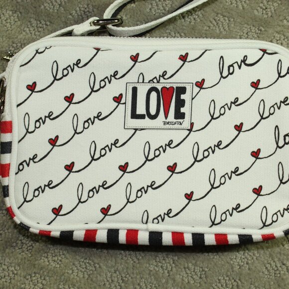 BRIGHTON Lovely "LOVE SCROLL" Canvas Crossbody Bag/Purse NWT - - Picture 2 of 12